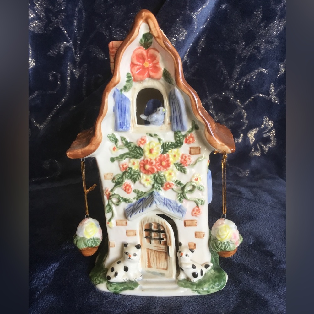 Charming Ceramic Cottage Candle Holder
